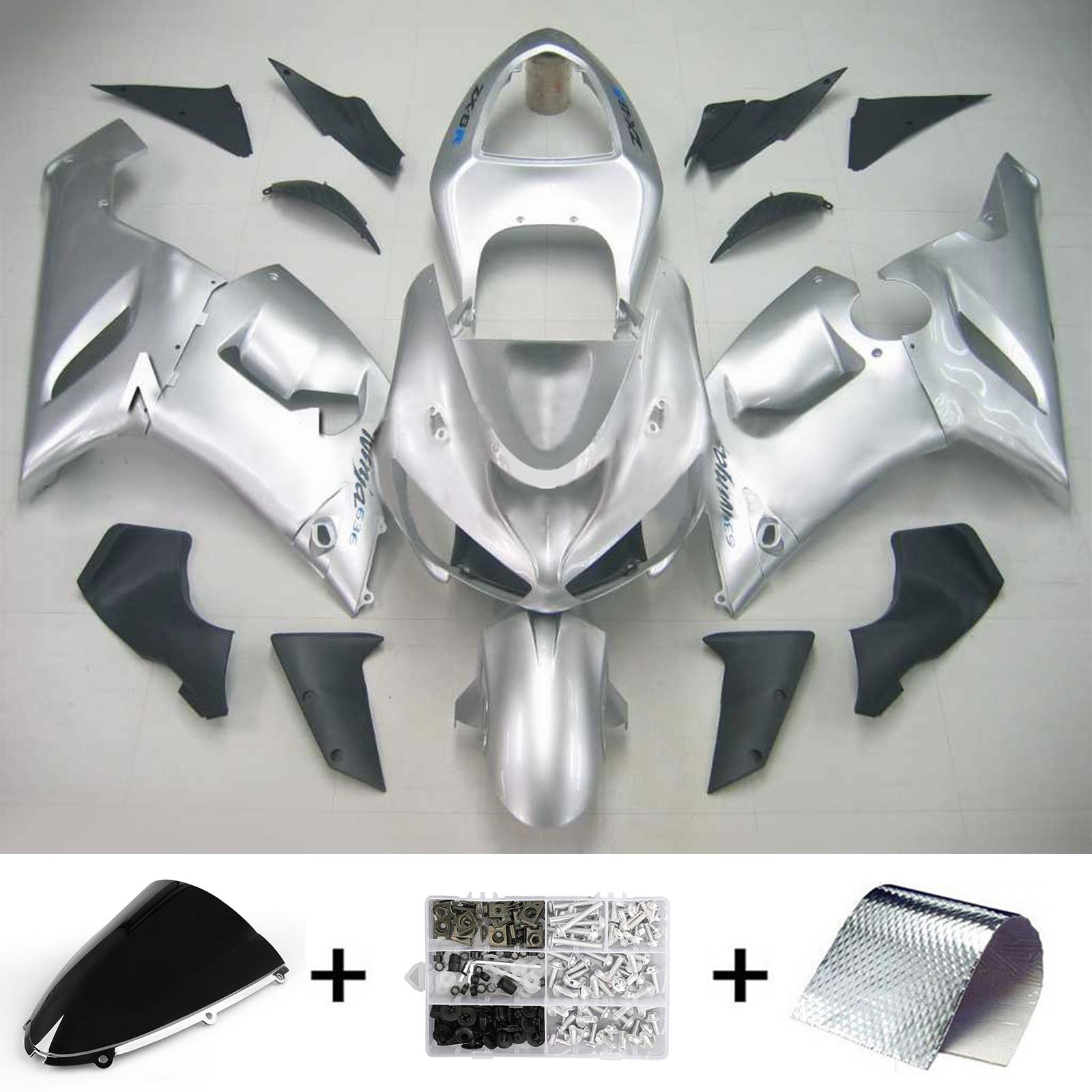 2005-2006 Kawasaki ZX6R 636 Amotopart Kit de carénage d'injection carrosserie plastique ABS #130