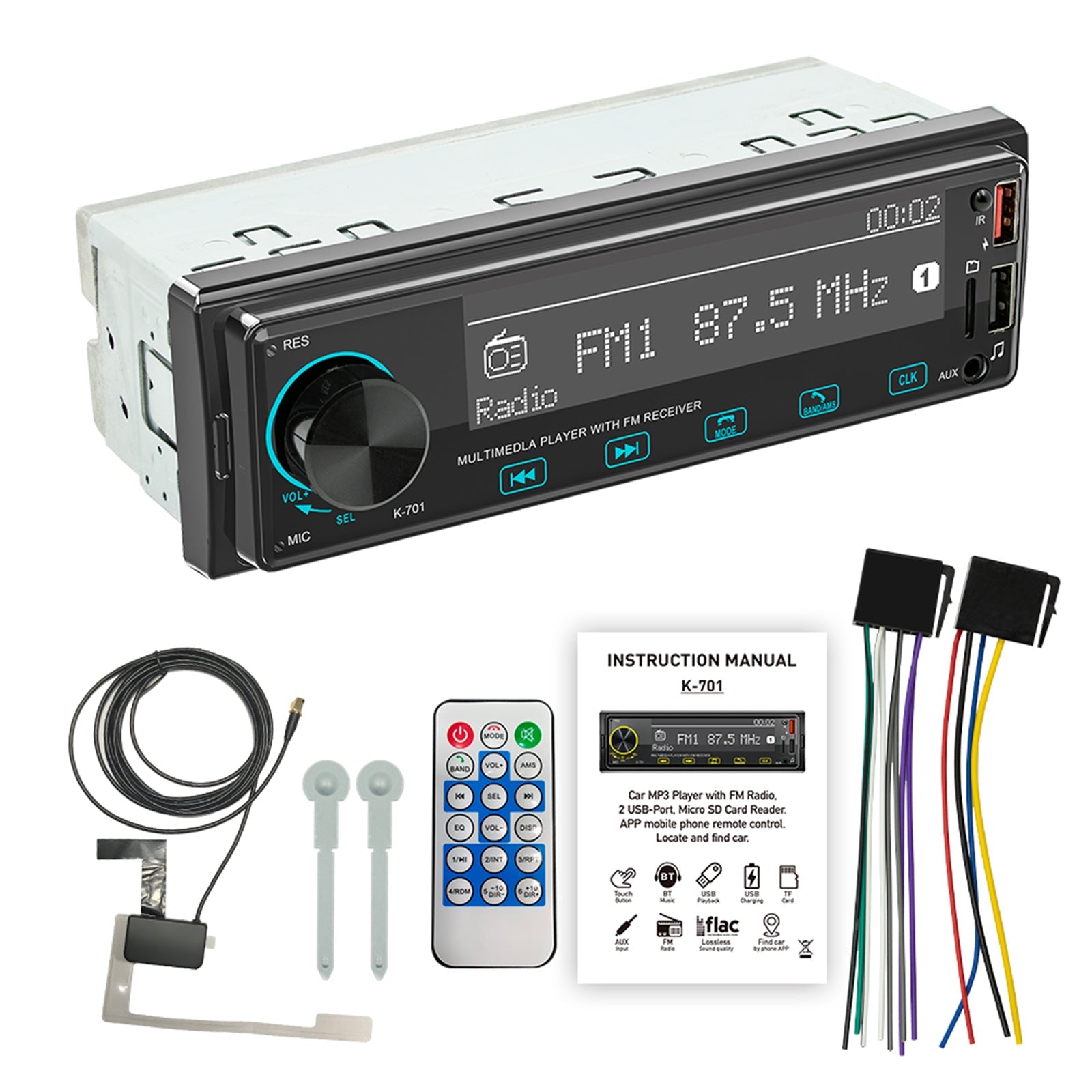 2.5D touch screen 1DIN Bluetooth Stereo Radio FM Car MP3 Player with DAB