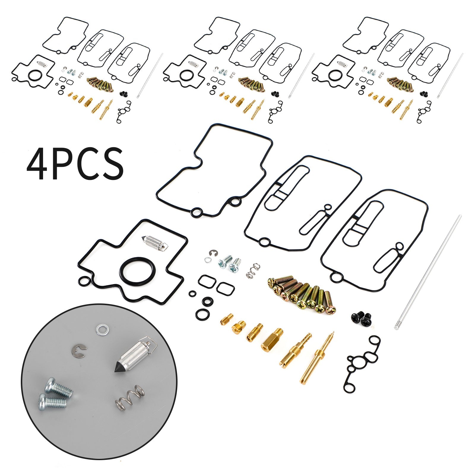 4X forgasser Carb Rebuild Reparasjonssett passer for Yamaha YFZ450 2004-2009 Generisk