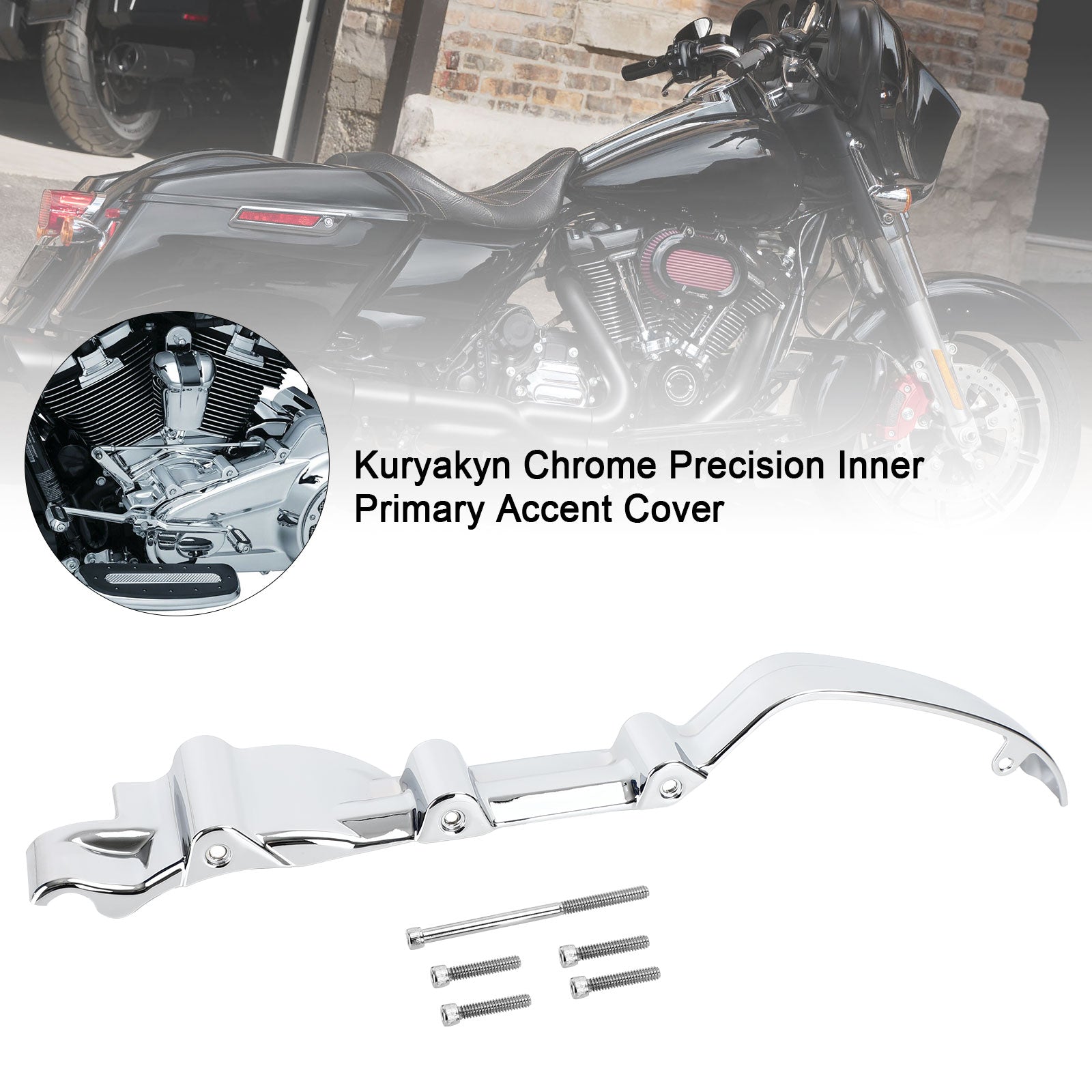 Kuryakyn Chrome Precision Inner Primary Accent Cover voor Milwaukee M8 2017-2020