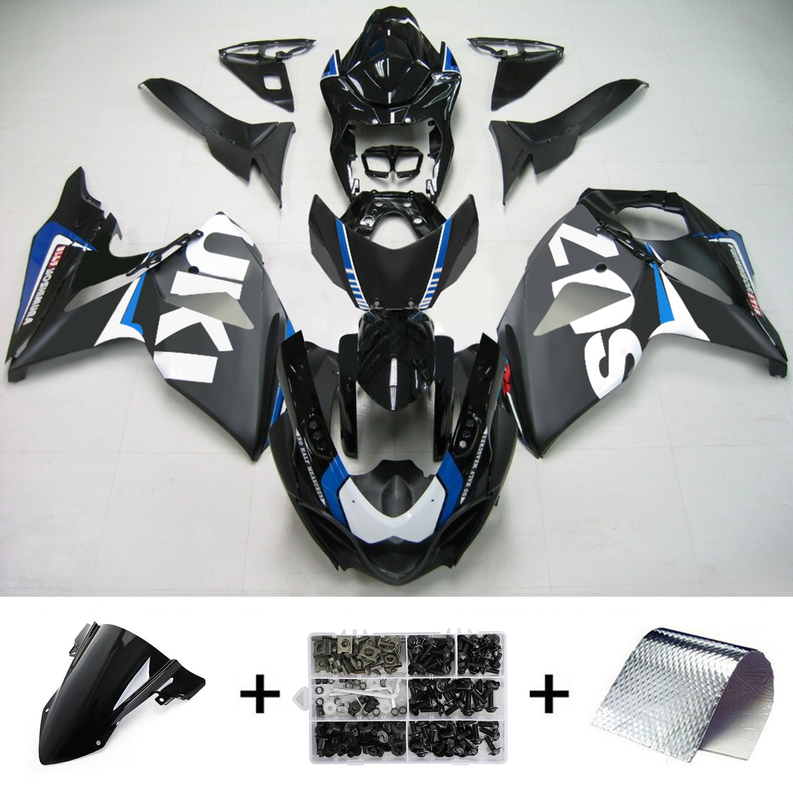 2009-2016 Suzuki GSXR1000 K9 Amotopart Kit de carénage d'injection carrosserie plastique ABS #128