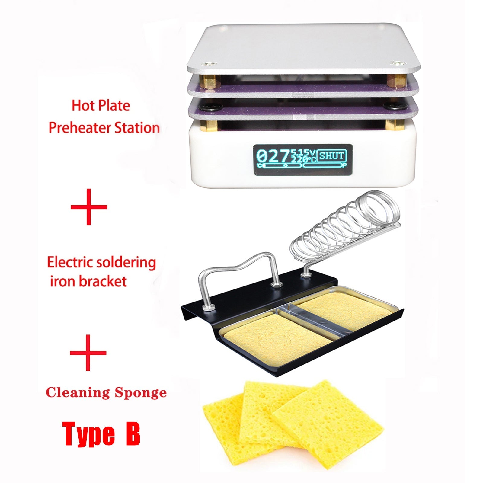 65W Mini Hot Plate PCB Board Lodding LCD Display Loddevarmestasjon