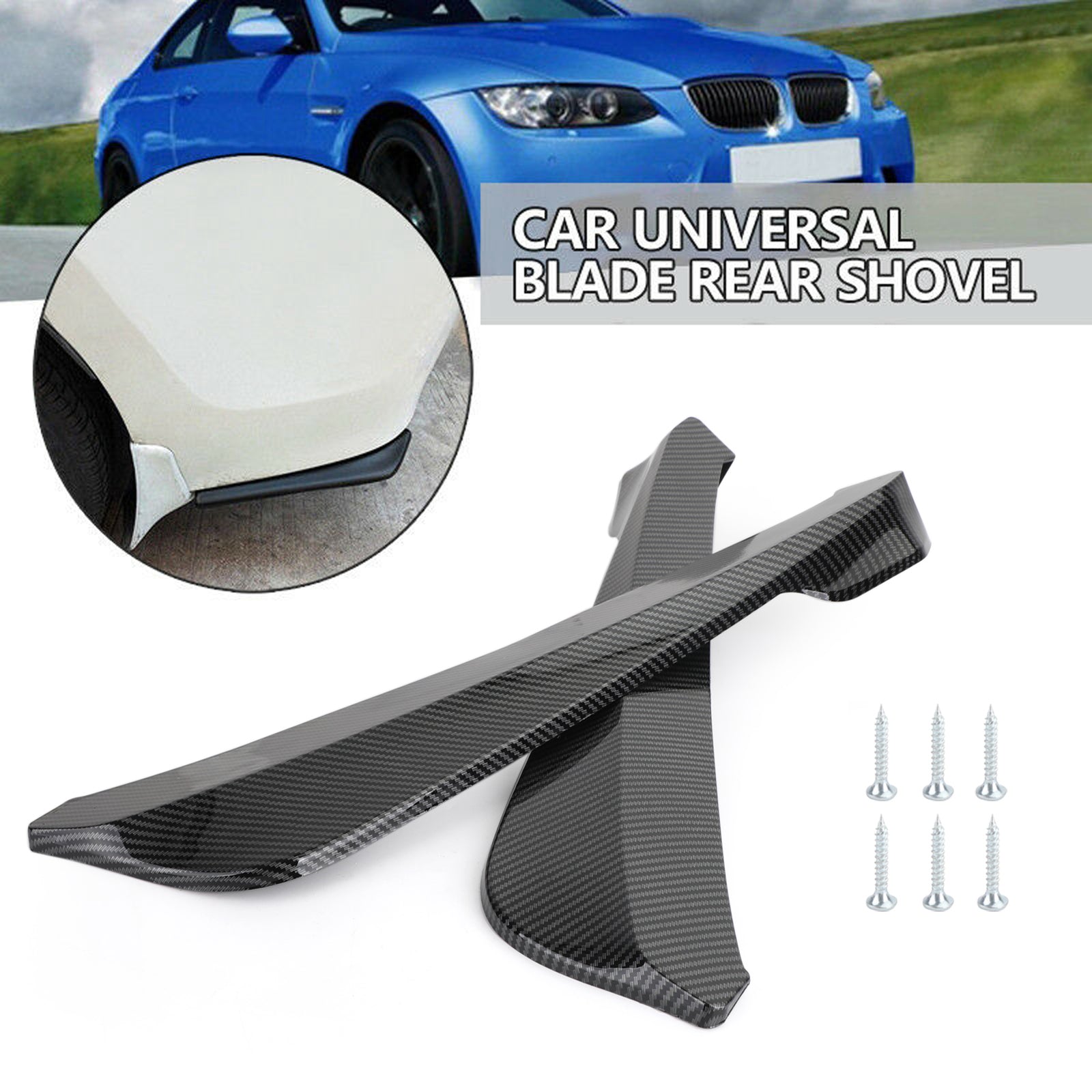 19" Auto Achterbumper Fin Canard Splitter Diffuser Valentie Spoiler Lip Koolstofvezel Look Generiek