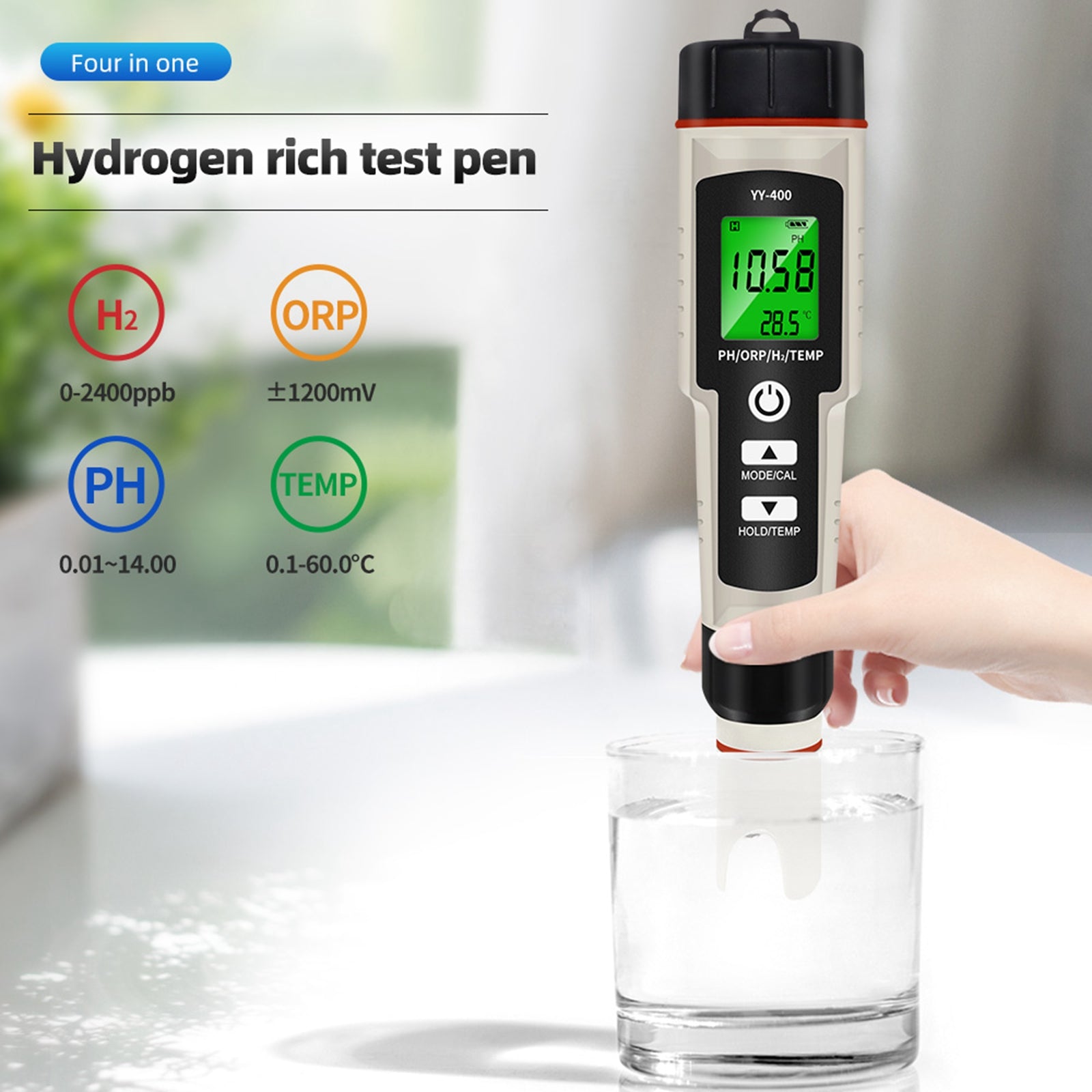 Stylo de Test Portable 4 en 1 riche en hydrogène, testeur de qualité de l'eau PH/ORP/TEMP