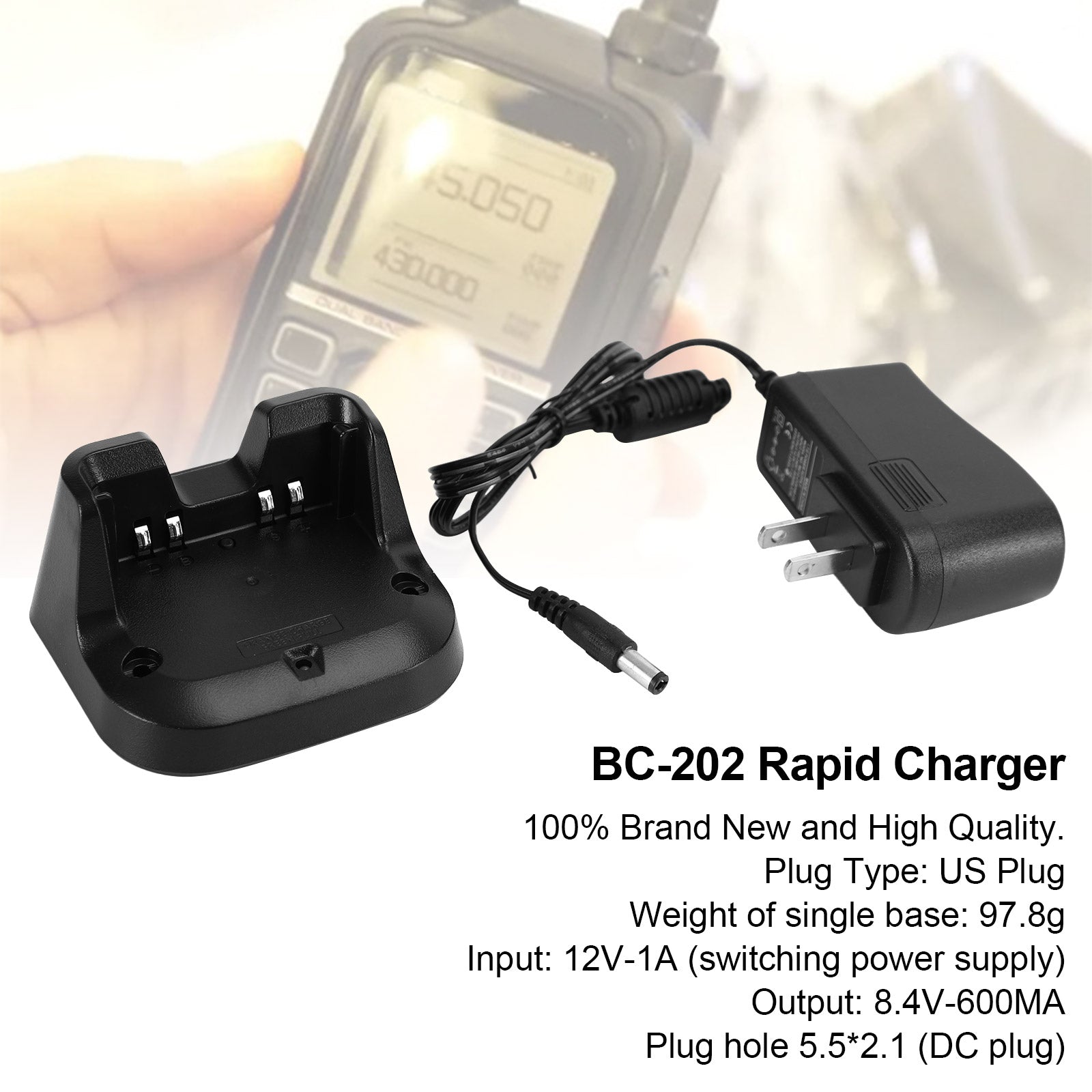 Chargeur rapide Bc-202 adapté aux radios Bp-271/Bp-272 Id-31 Id-51A/E, prise américaine