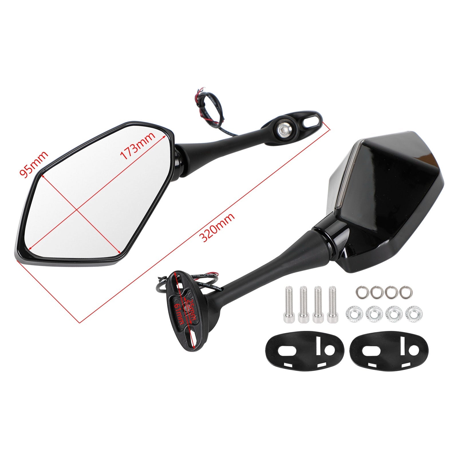 Honda CB CBR 600F CBF1000 RVT1000R LED Mirrors w/ Turn Signal Indicator