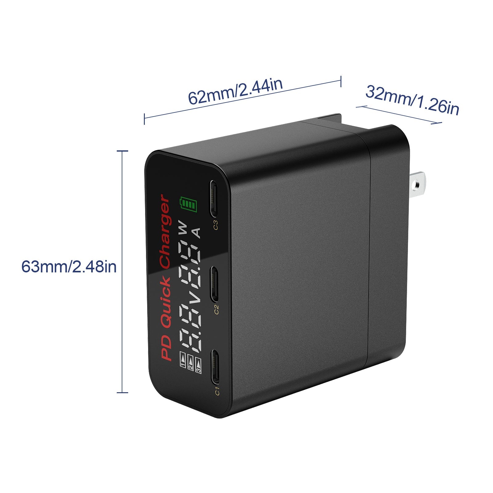 65W Type C oplader PD Quick Charge QC3.0 3-in-1 multi-poort voedingsadapter UK-stekker