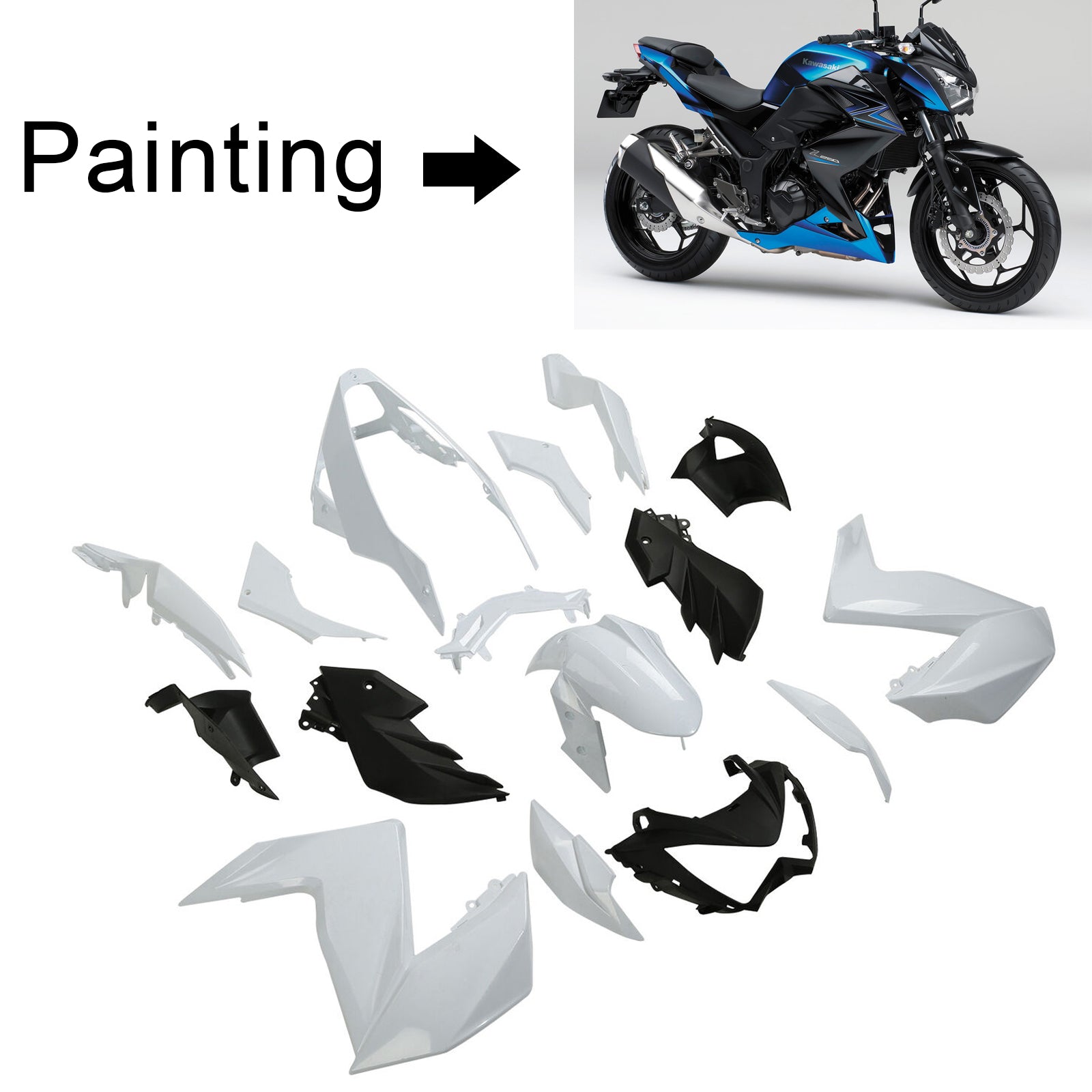 2015-2016 Kawasaki Z250 Z300 Amotopart Injection Fairing Kit Bodywork Plastic ABS #107