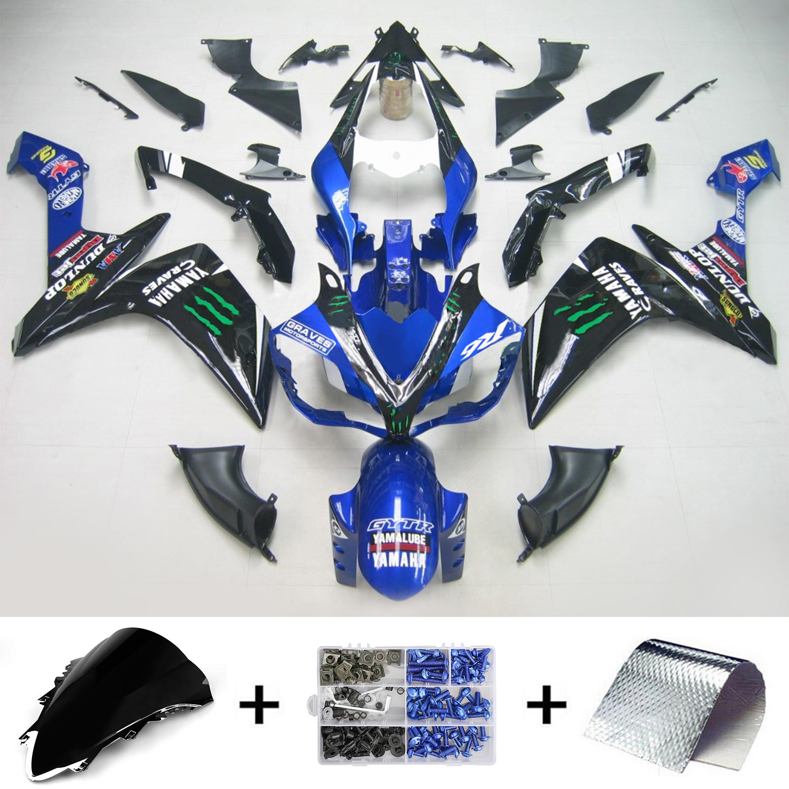 2007-2008 Yamaha YZF 1000 R1 Kit de carénage d'injection carrosserie plastique ABS #107