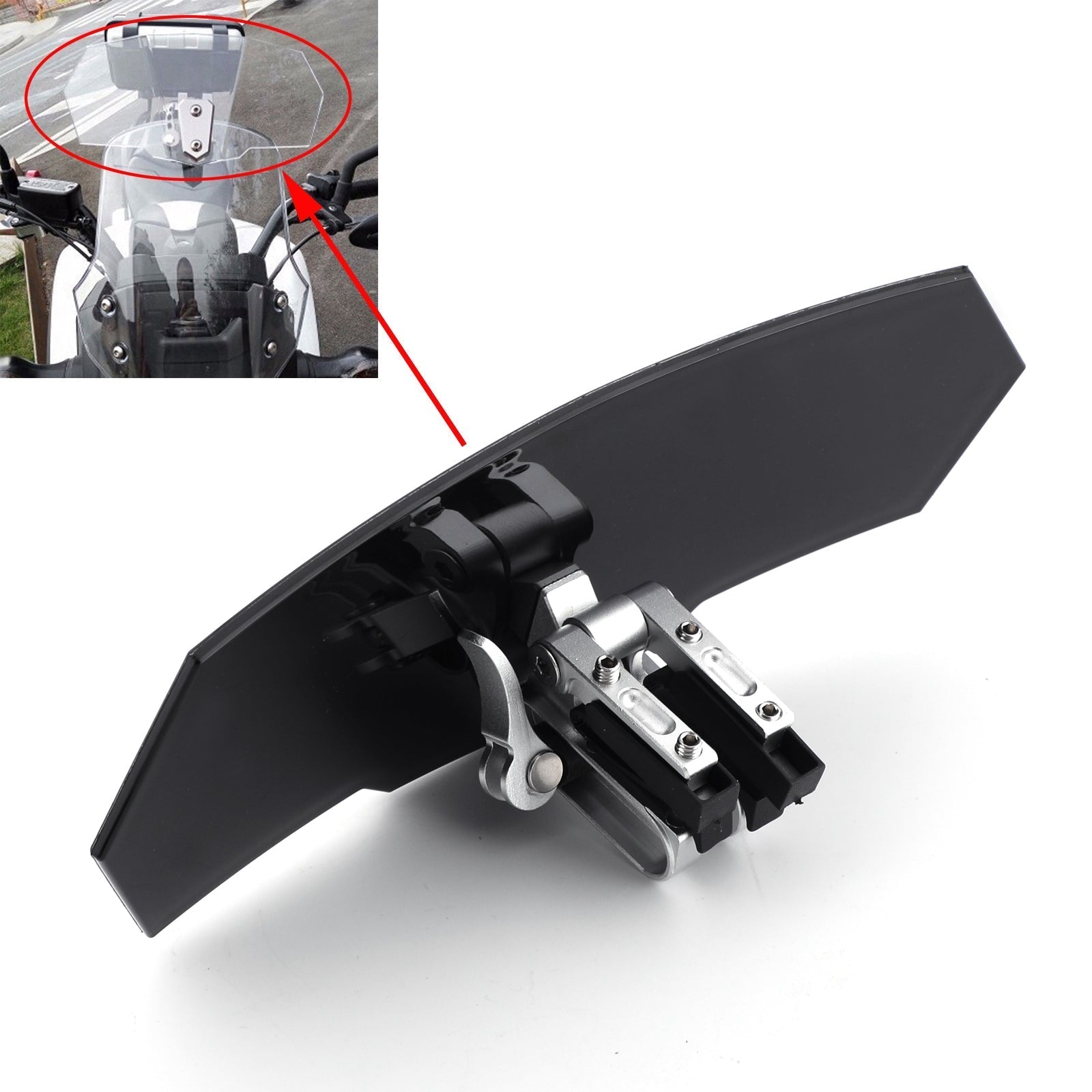 Universal Adjustable Windshield Extension Deflector For Honda Yamaha Black