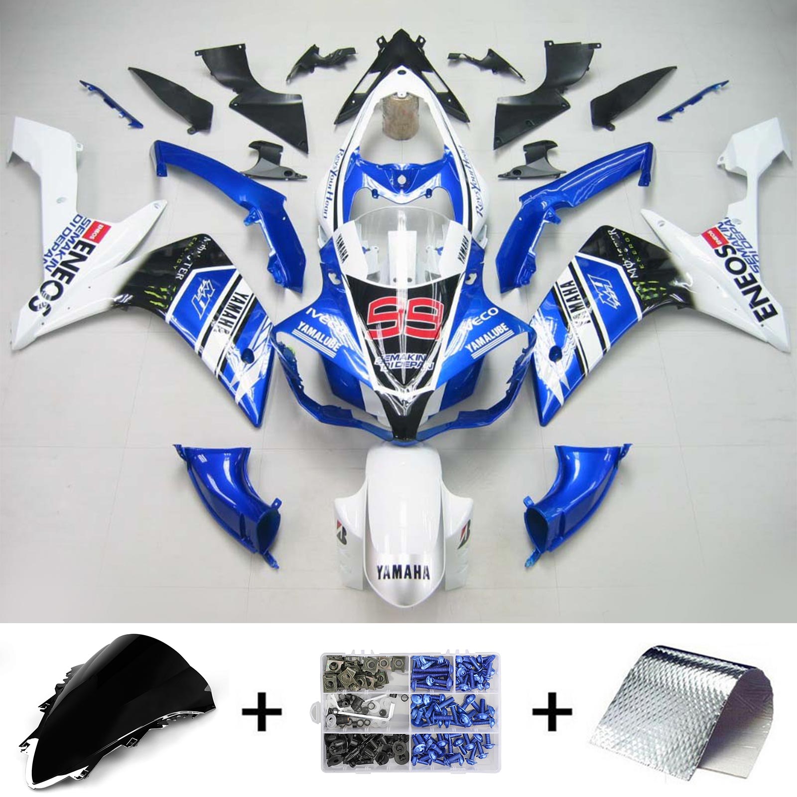 2007-2008 Yamaha YZF 1000 R1 Injection Fairing Kit Bodywork Plastic ABS #105