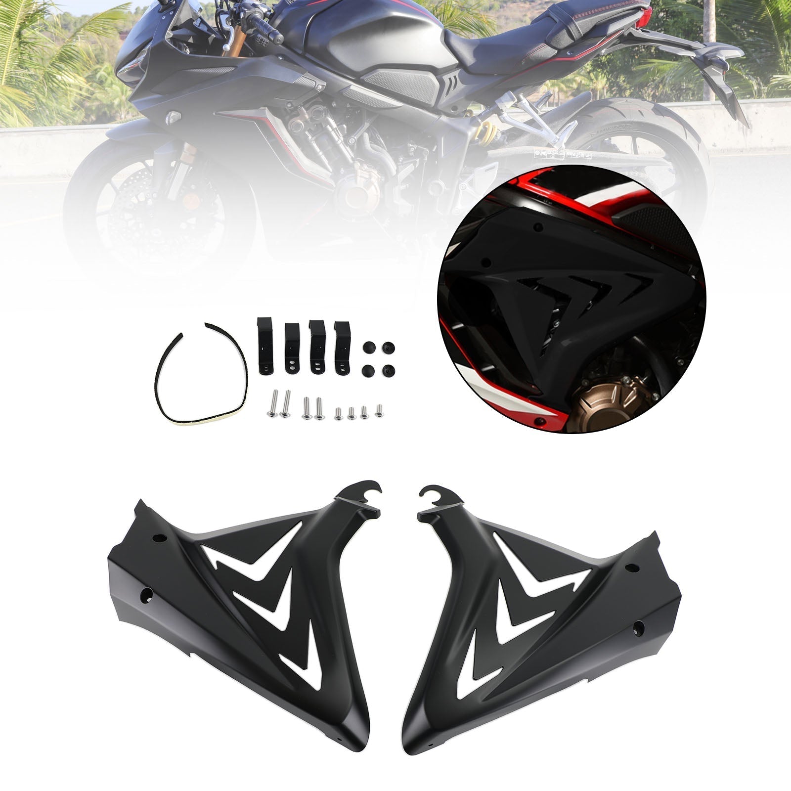 Side Frame Cover Panels Fairings Cowls For Honda CBR650R 2019-2021 Black