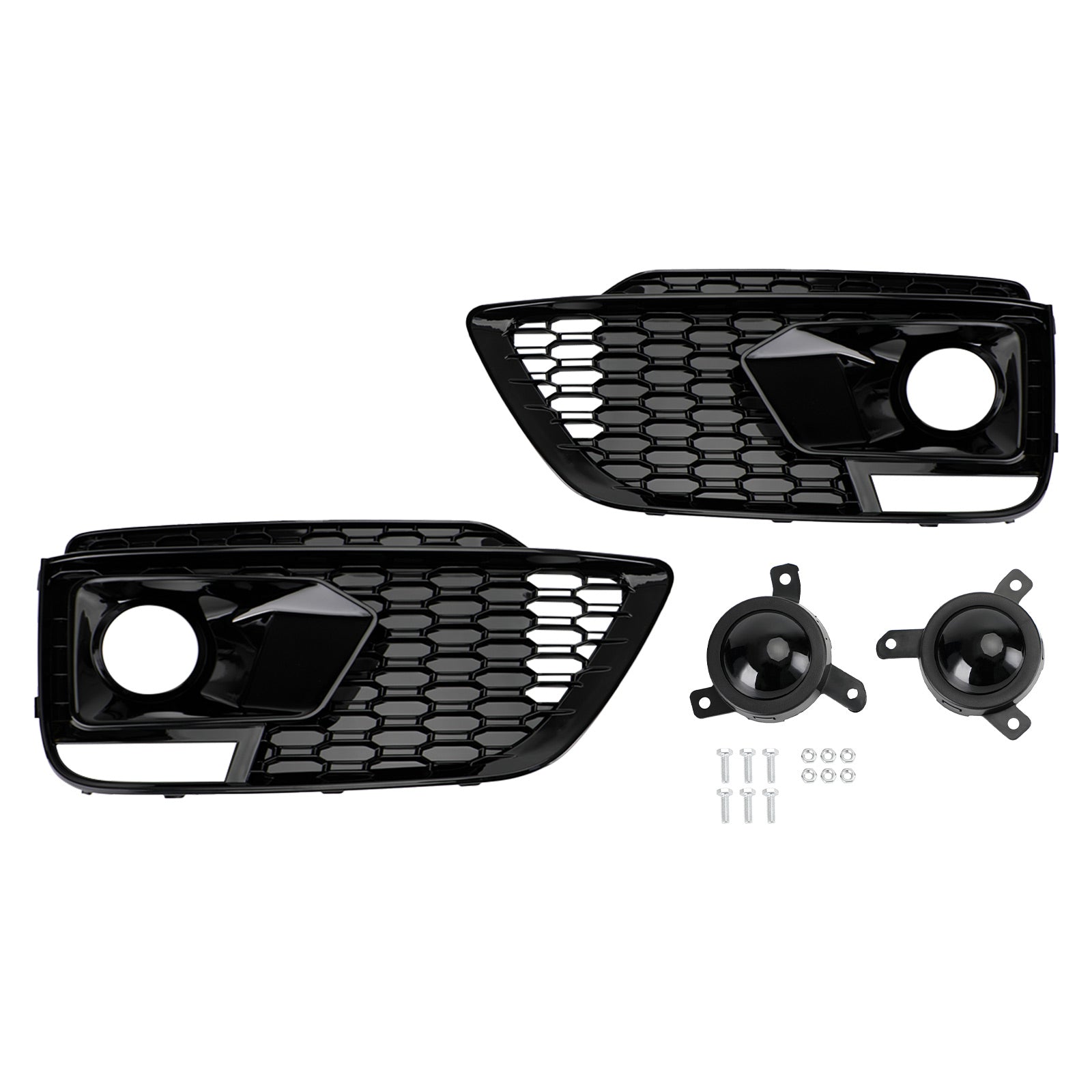 2018-2020 Audi Q5 SQ5 RSQ5 Black Front Honeycomb Fog Lamp Grilles Cover