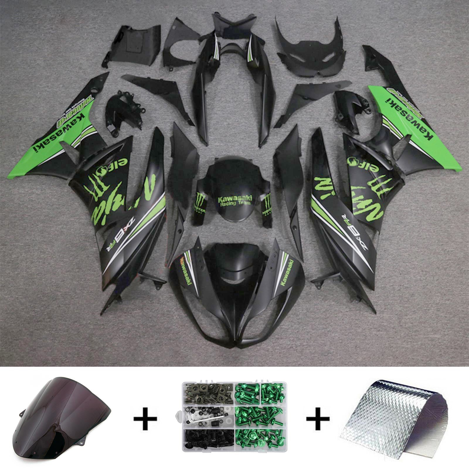 2009-2012 Kawasaki ZX6R 636 Kit de carenado Carrocería Plástico ABS