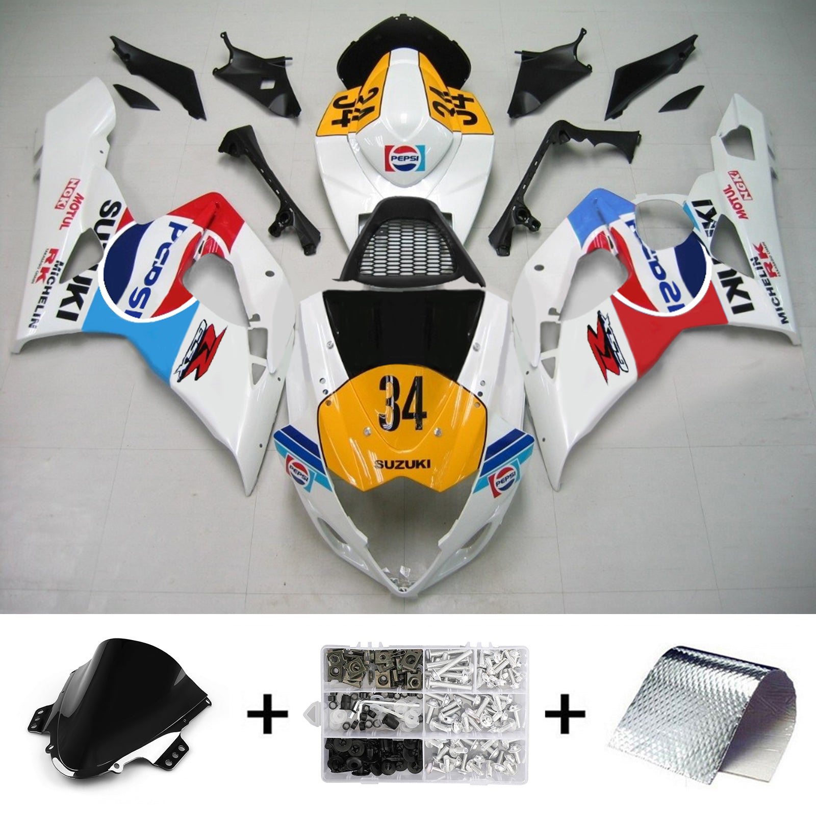 2005-2006 Suzuki GSXR1000 K5 Amotopart Injection Fairing Kit Bodywork Plastic ABS #145