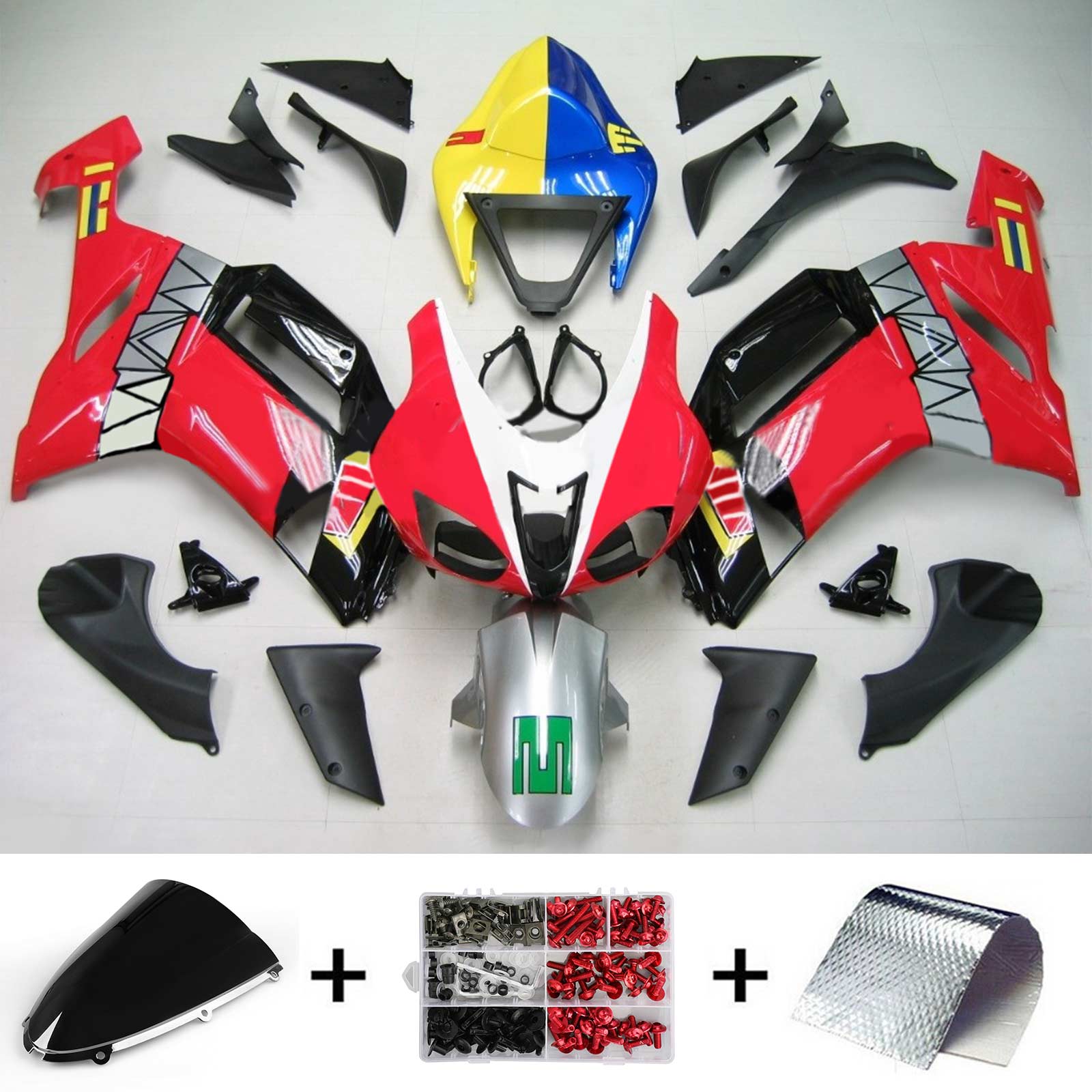 2007-2008 Kawasaki ZX6R 636 Kit de carenagem de injeção de AMOTOPT ABS PLÁSTICO DE PLÁSTICOS #135
