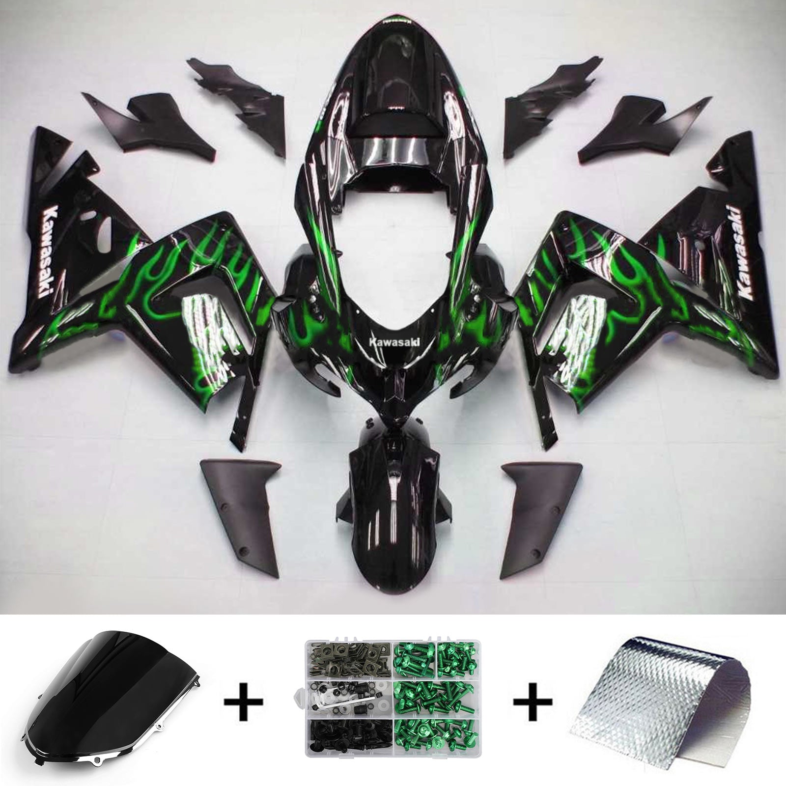 2004-2005 Kawasaki ZX10R Kit de carénage d'injection Amotopart carrosserie plastique ABS #103