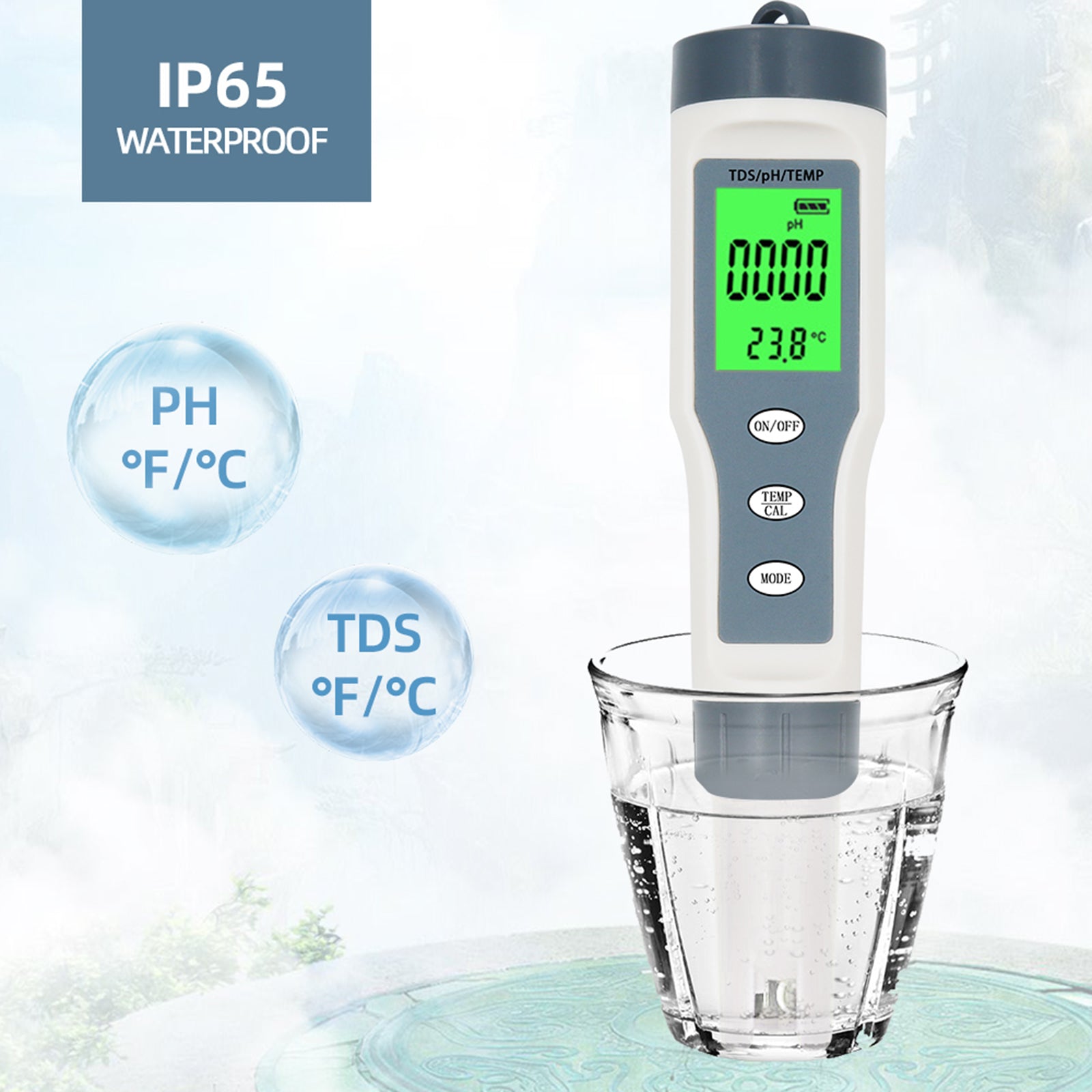 3 in 1 digitale PH TDS TEMP waterkwaliteitsmeter tester testpen tool bescherming tegen laag vermogen waterdicht