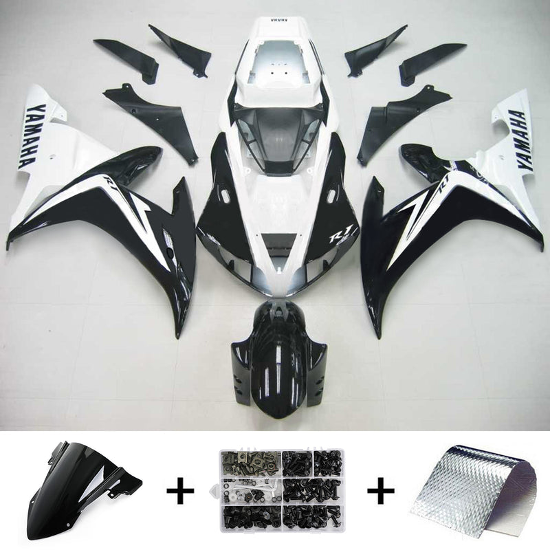 Amotopart Yamaha 2002-2003 YZF 1000 R1 Black Mix White Fairing Kit