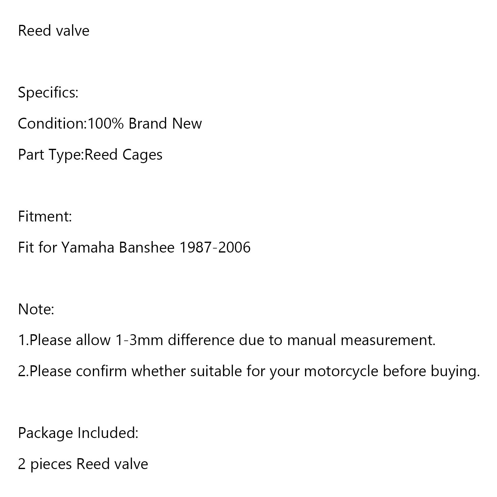Reed Valve Cages + Reeds Fit for Yamaha Banshee YFZ350 1987-2006 Generic