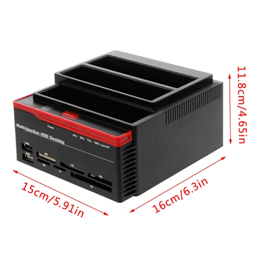 3 HDD Docking Station IDE SATA Dual UKB 3.0 Clone Hard Drive Card Reader UK