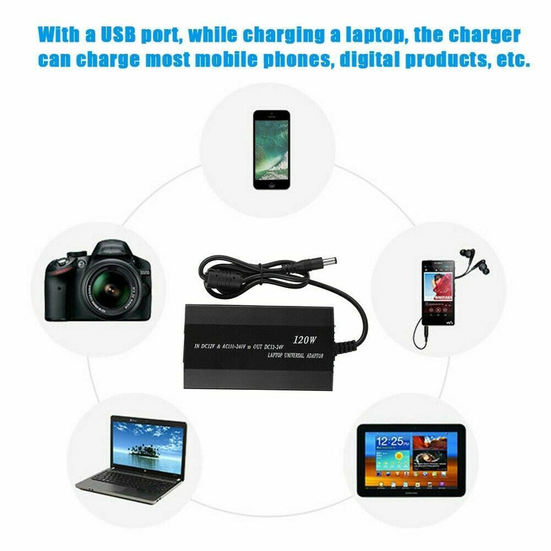 120W Car Home 34 Tips Power Supply Adapter Charger for Laptop Notebook UK Plug
