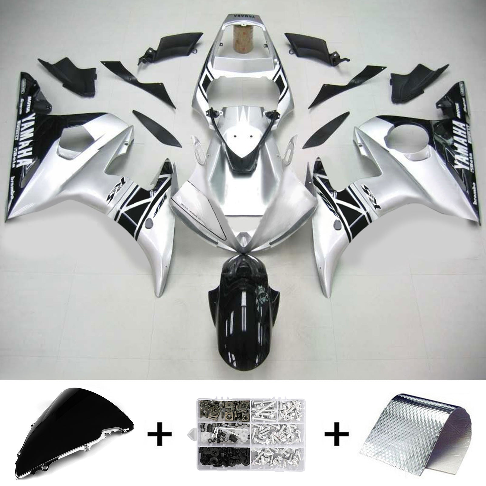 2005 Yamaha YZF 600 R6 Amotopart Kit de carénage d'injection carrosserie plastique ABS #109