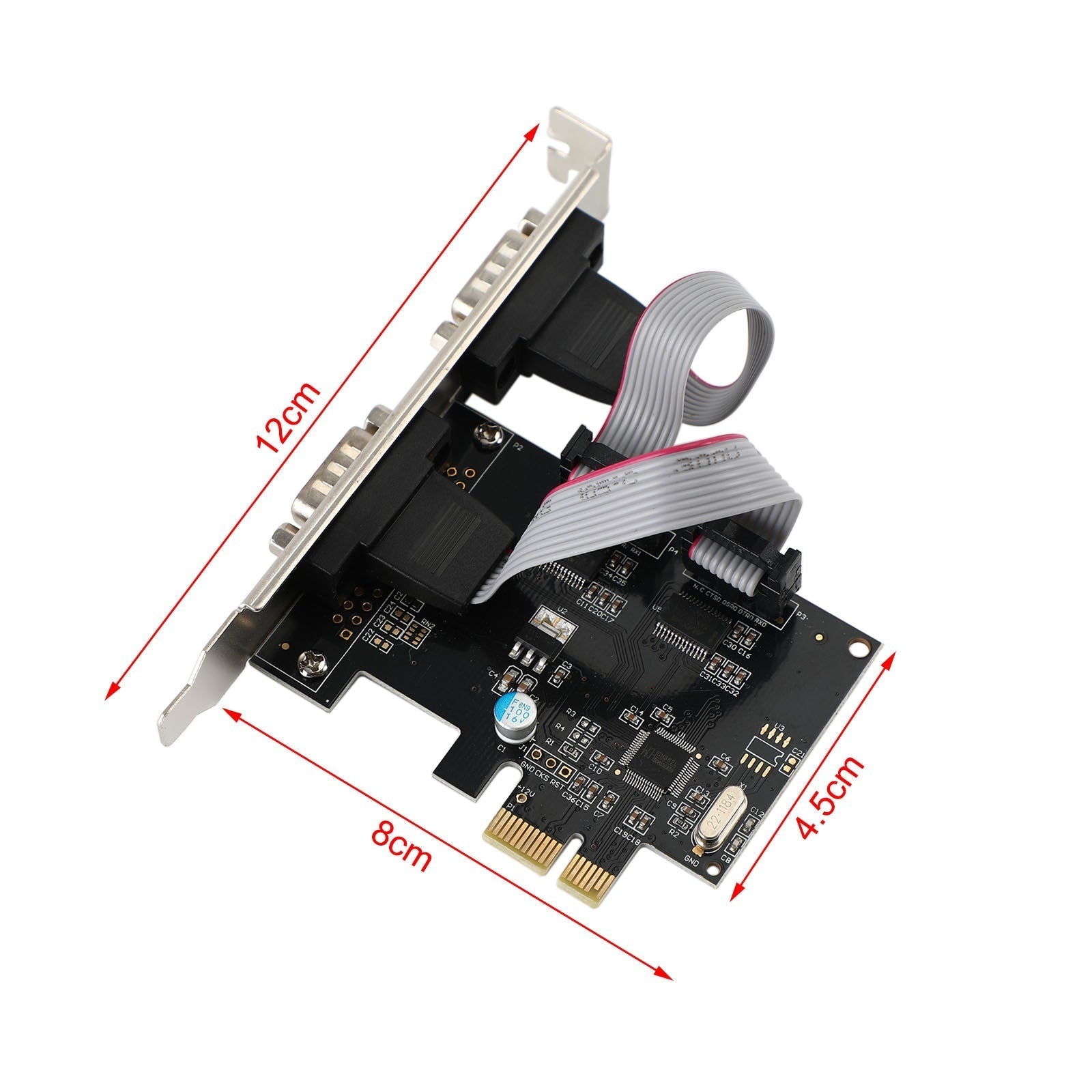 PCIE naar RS232 2-poorts seriële WCH382-chip PCI-Express uitbreidingskaartadapterkaart