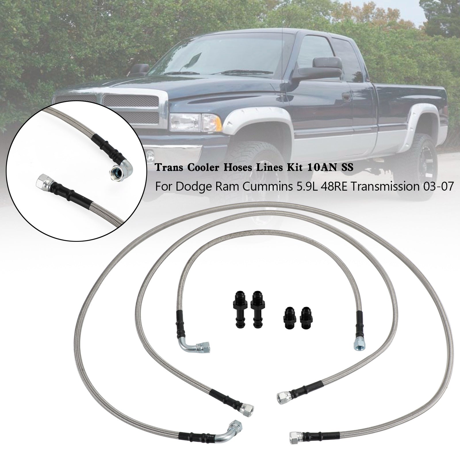 2003-2007 Dodge Ram Cummins 5.9L 48RE Kit de conduites de refroidissement de transmission 10AN SS