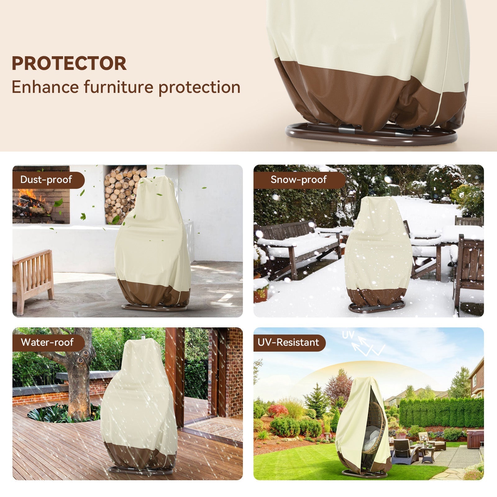 Patio Egg Chair Cover Hangende Outdoor Dubbele Rieten Egg Swing Covers Waterdicht