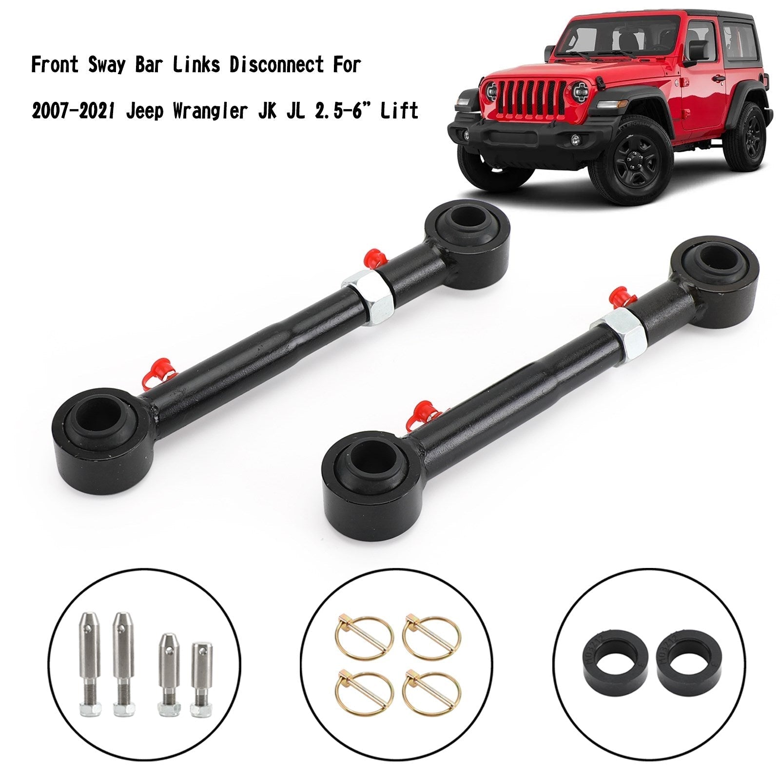 Front Sway Bar Links Disconnect For 2007-2021 Jeep Wrangler JK JL 2.5-6”Lift