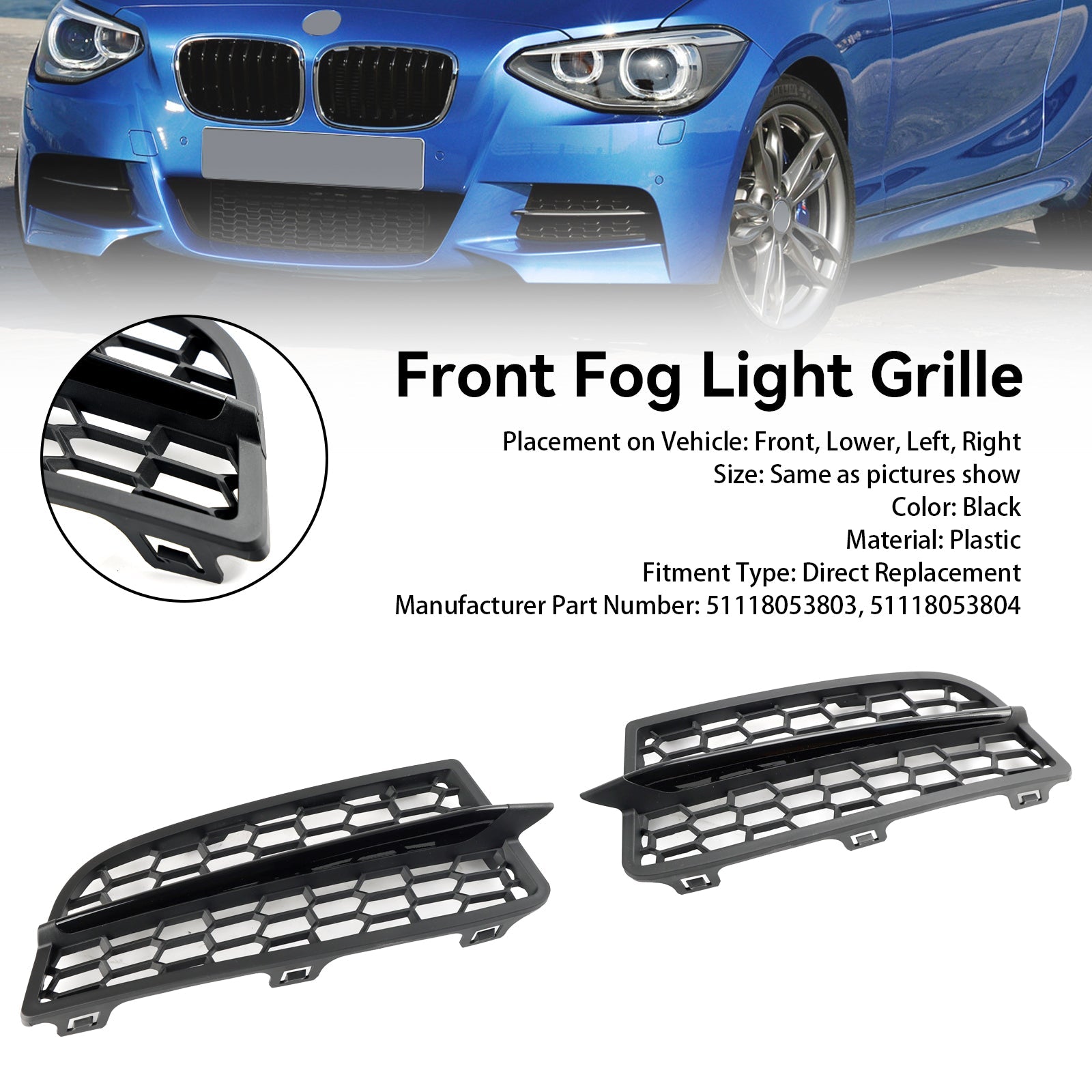 BMW F20 F21 2011-2015 M 2 STUKS Voorbumper Mistlamp Cover Bezel Grill Grille