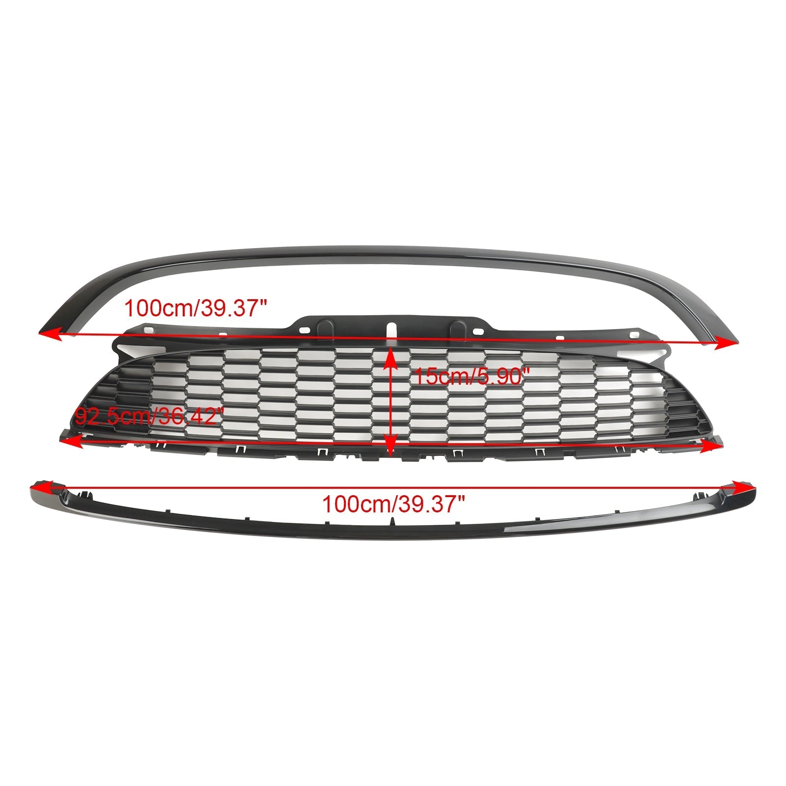 MINI R57 Cooper S & JCW 2-deurs cabriolet 2009-2013 3 stuks glanzend zwart grille grill