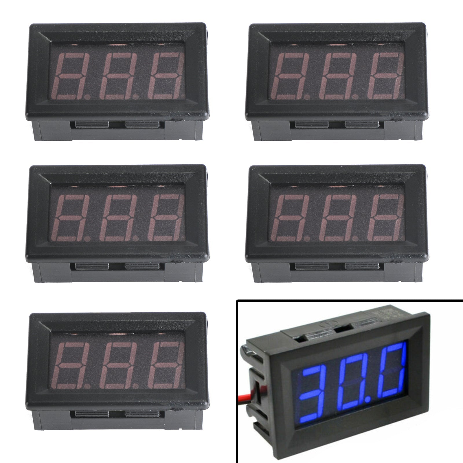 5 stk Dc5-120V 0,56" 2-leder LED digitalt skjermpanel Voltmeter Volt Tester