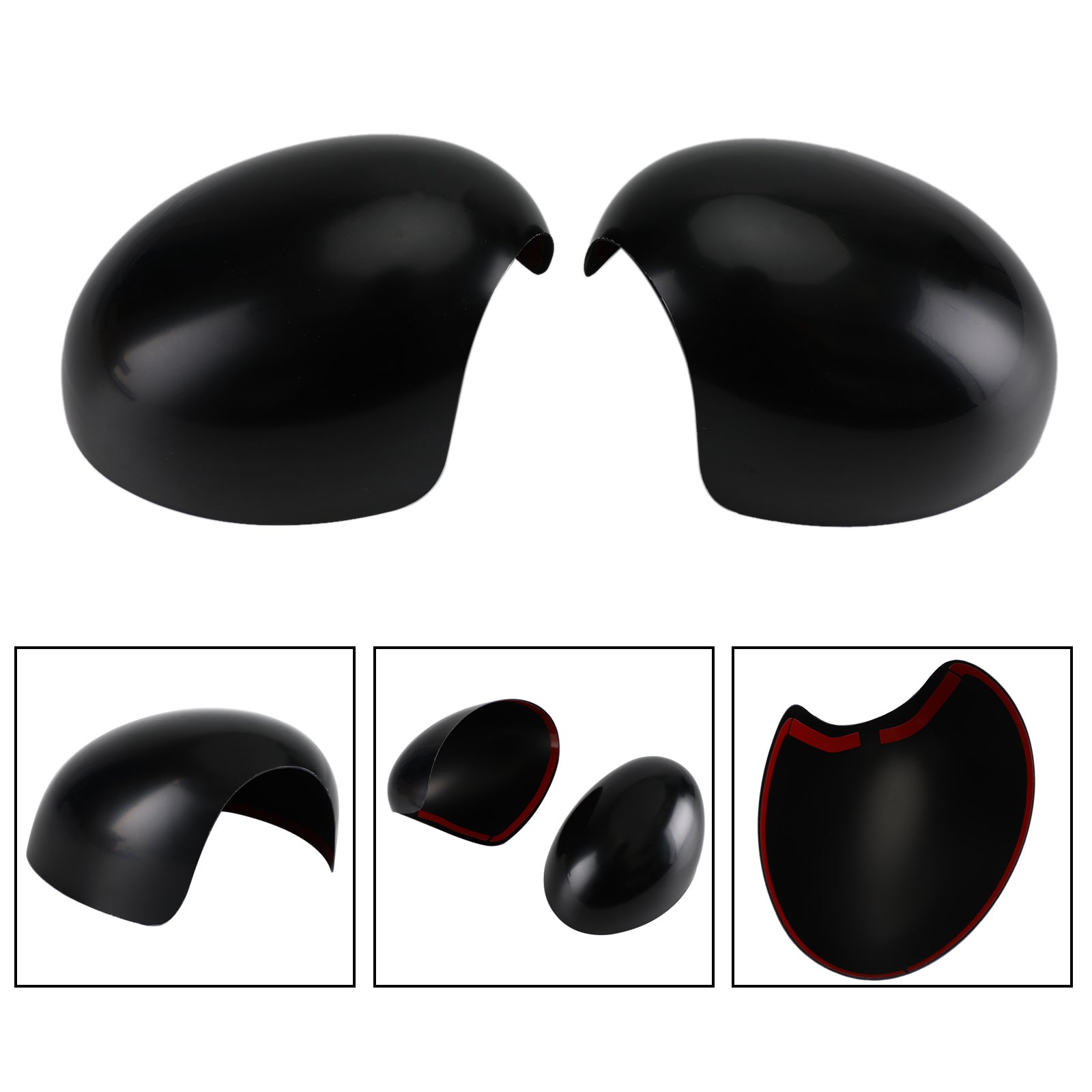 2 x Black Mirror Covers for MINI Cooper R55 R56 R57 High Quality