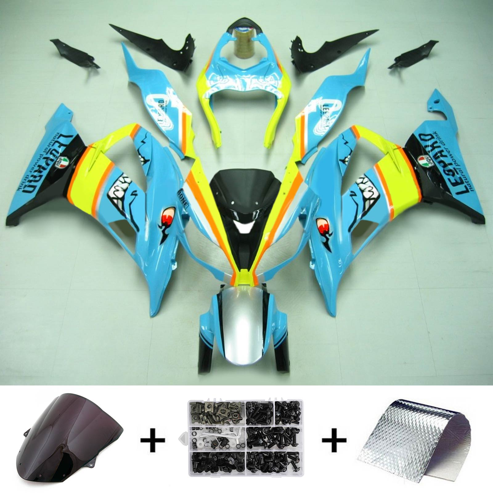 2013-2018 Kawasaki ZX6R 636 Amotopart Kit de carénage d'injection carrosserie plastique ABS #105