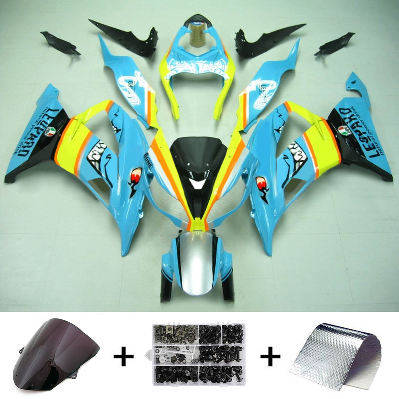 Amotopart Kawasaki 2013-2018 ZX6R 636 Blue Shark Fairing Kit