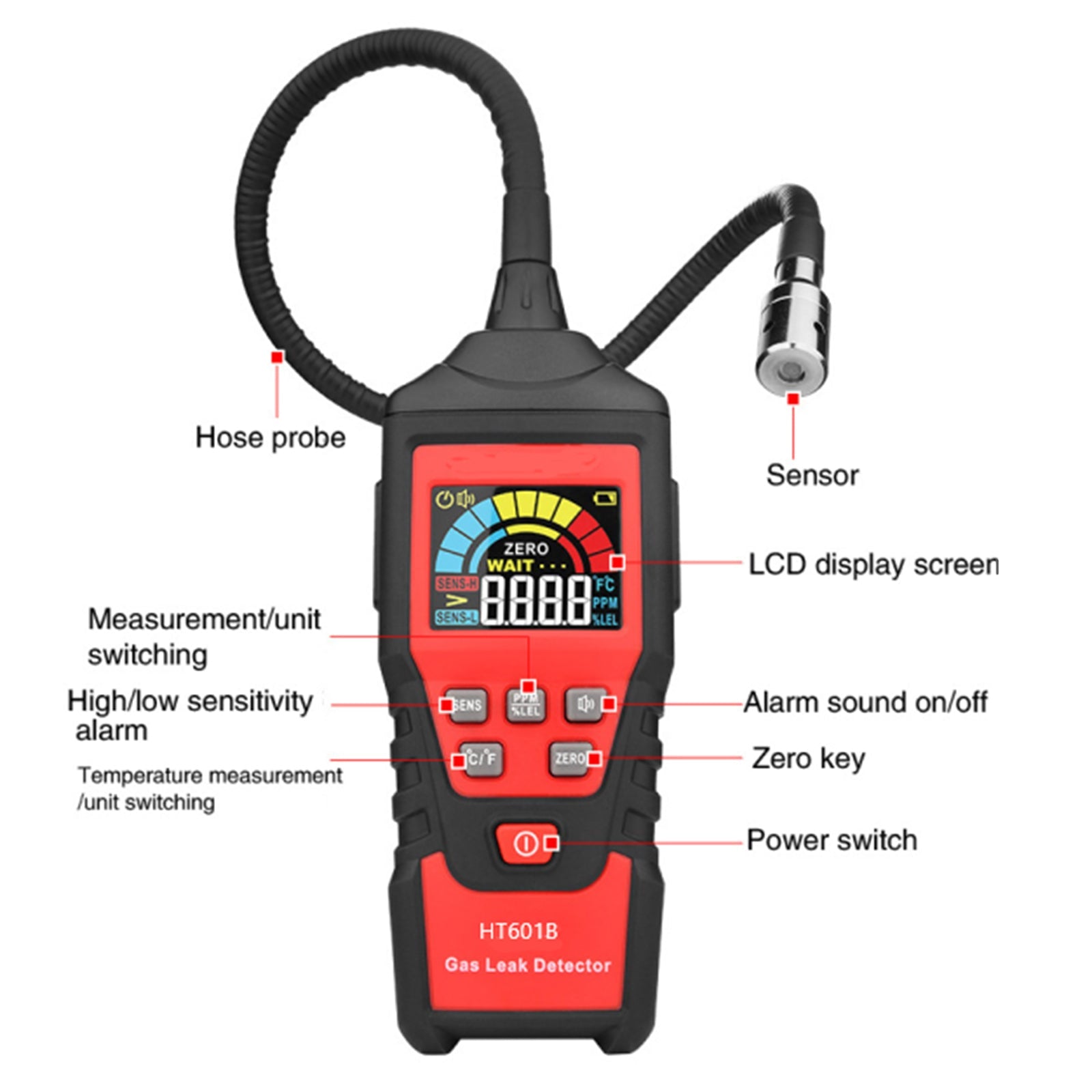 Détecteur de fuite de gaz, détecteur de gaz Combustible Portable, testeur LCD, fuite visuelle