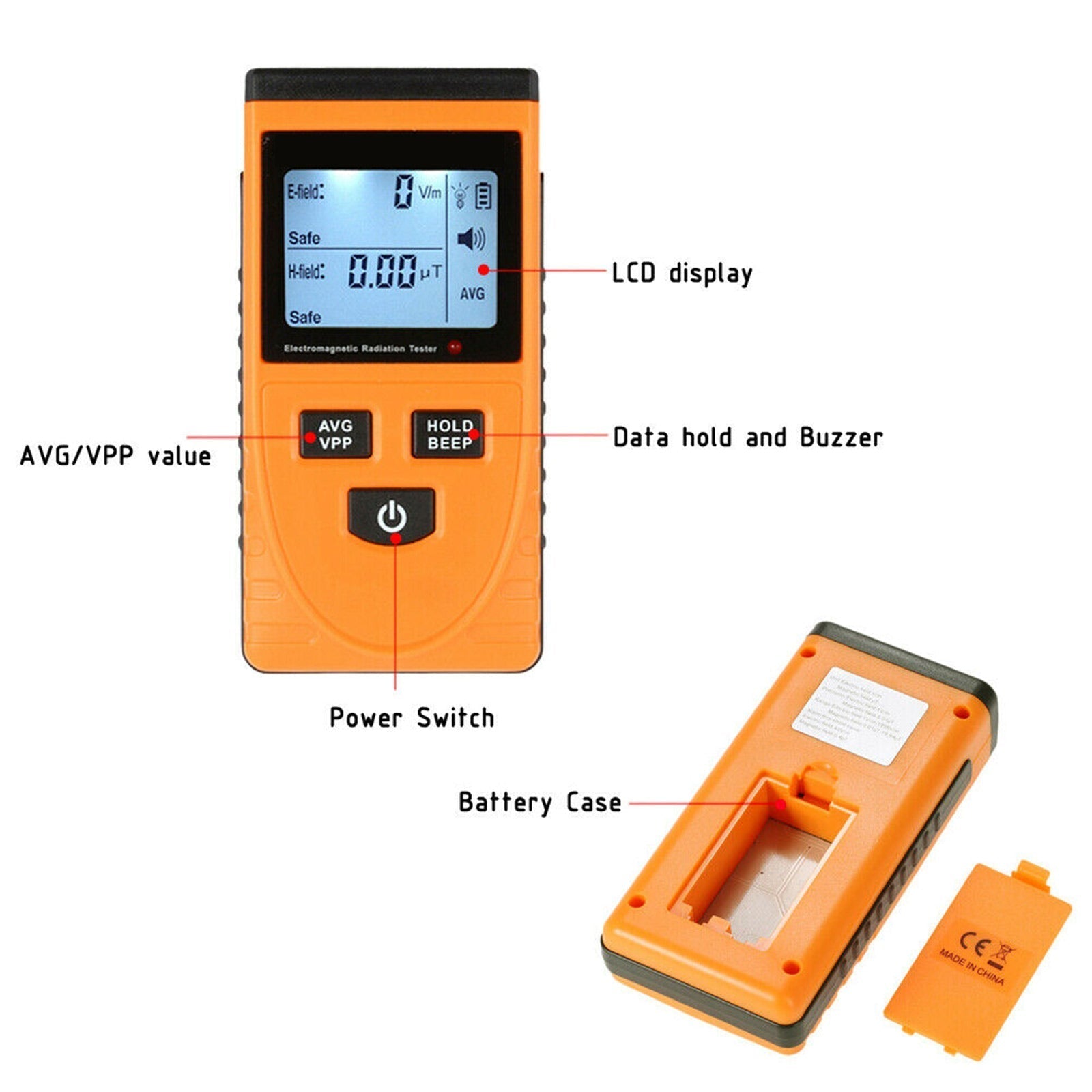 Détecteur de rayonnement de champ électromagnétique numérique LCD, compteur EMF, dosimètre, testeur