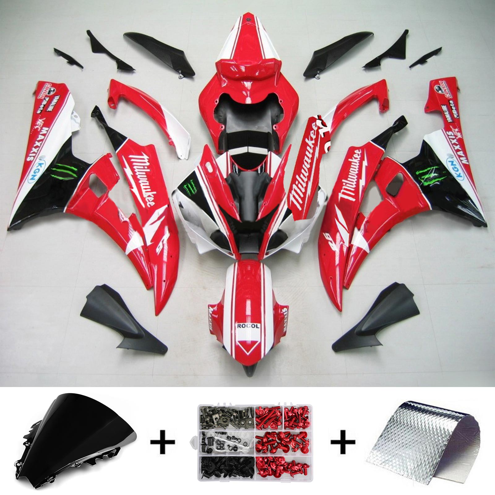 2006-2007 Yamaha YZF 600 R6 Amotopart Kit de carénage d'injection carrosserie plastique ABS #142