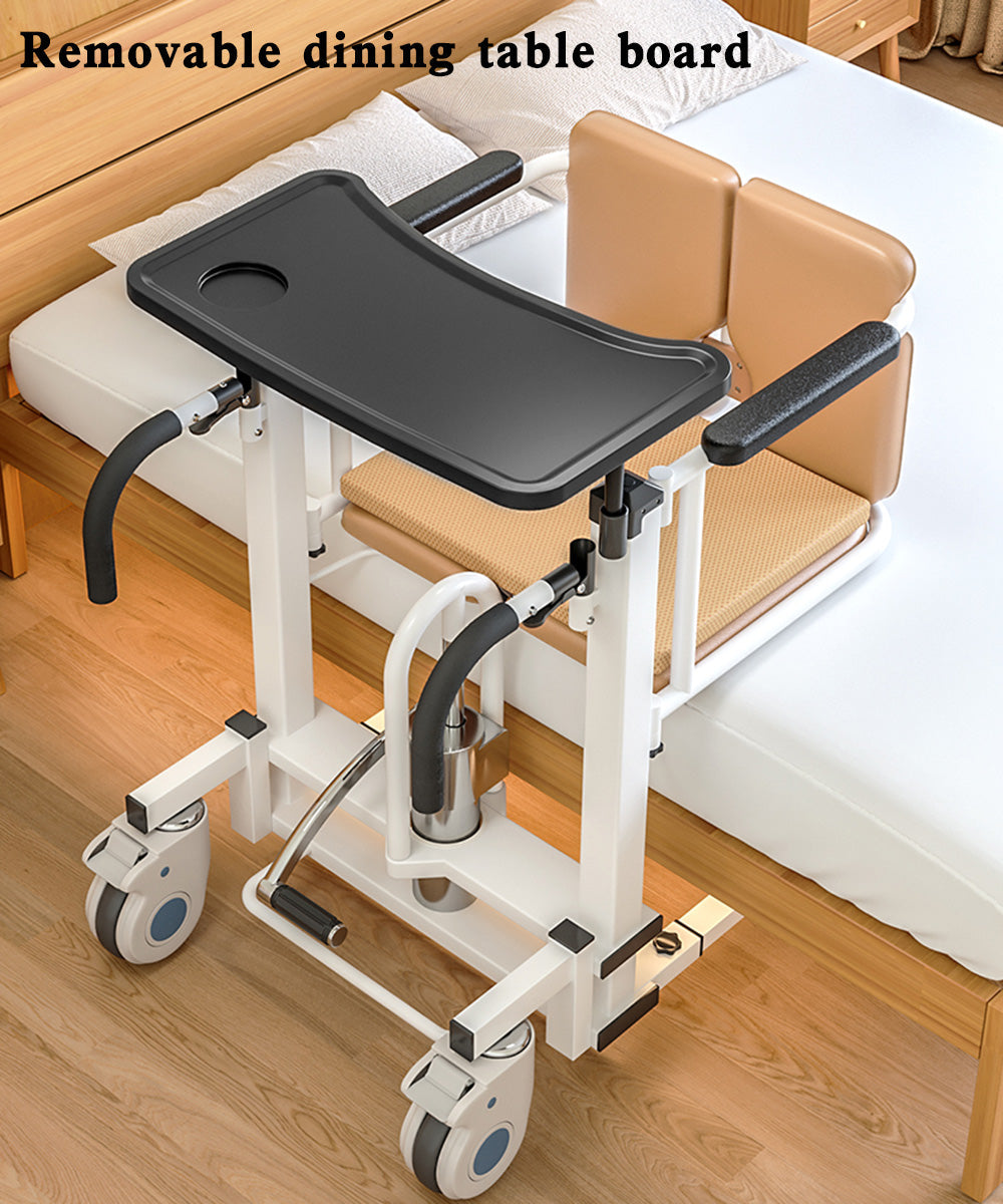 Elderly Patient Chair Hydraulic Transfer Lift Handicapped Wheelchair w/180°Split Seat And Table