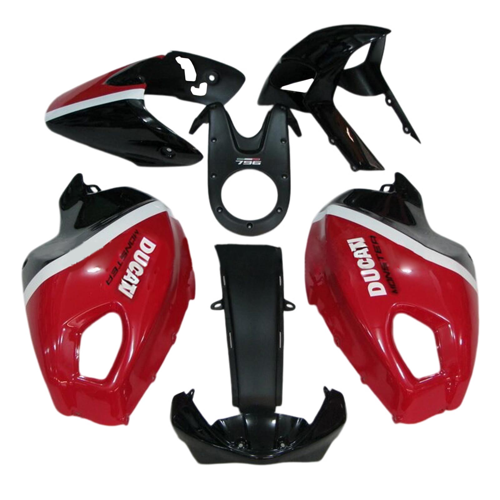 Alle år Ducati Monster 696 796 1100 S EVO Fairing Kit Karosseri