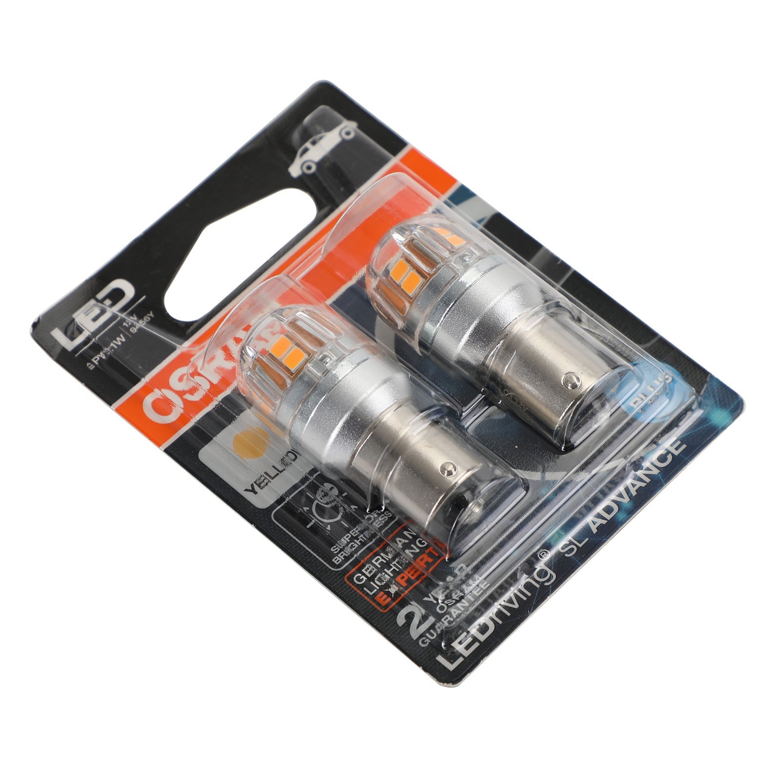 2x For OSRAM 9456Y Car Auxiliary Bulbs LED PY21W 12V2.5W BAU15s Generic