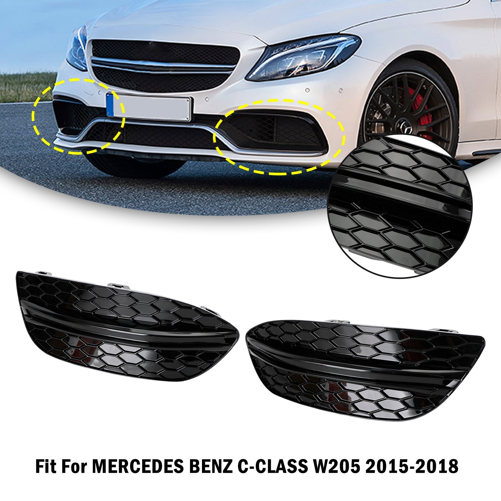 MERCEDES BENZ C-KLASSEW205 2015-2018 Basis Sedan 2PCS Voorste Mistlamp Kap