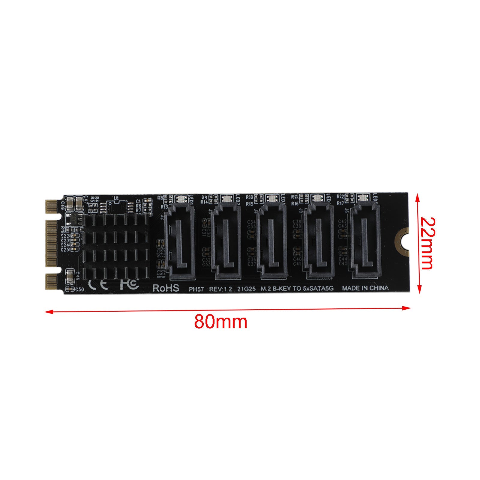 Adaptateur M.2 vers SATA 3.0 JMB585, carte d'extension de disque dur à 5 ports pour PH56