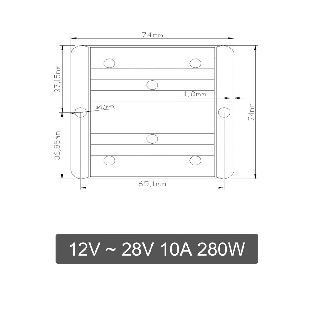 Areyourshop DC Converter Regulator 12V til 28V 280W Strømforsyning Step up Module Vanntett