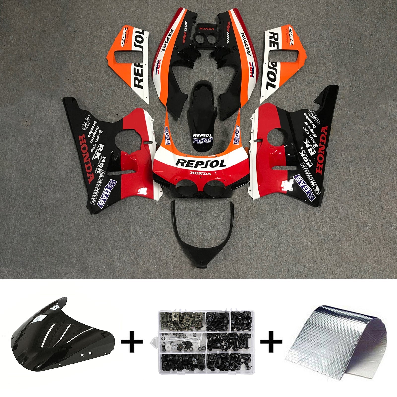 1987-1989 Honda CBR400RR NC23 Kit de carénage carrosserie plastique ABS