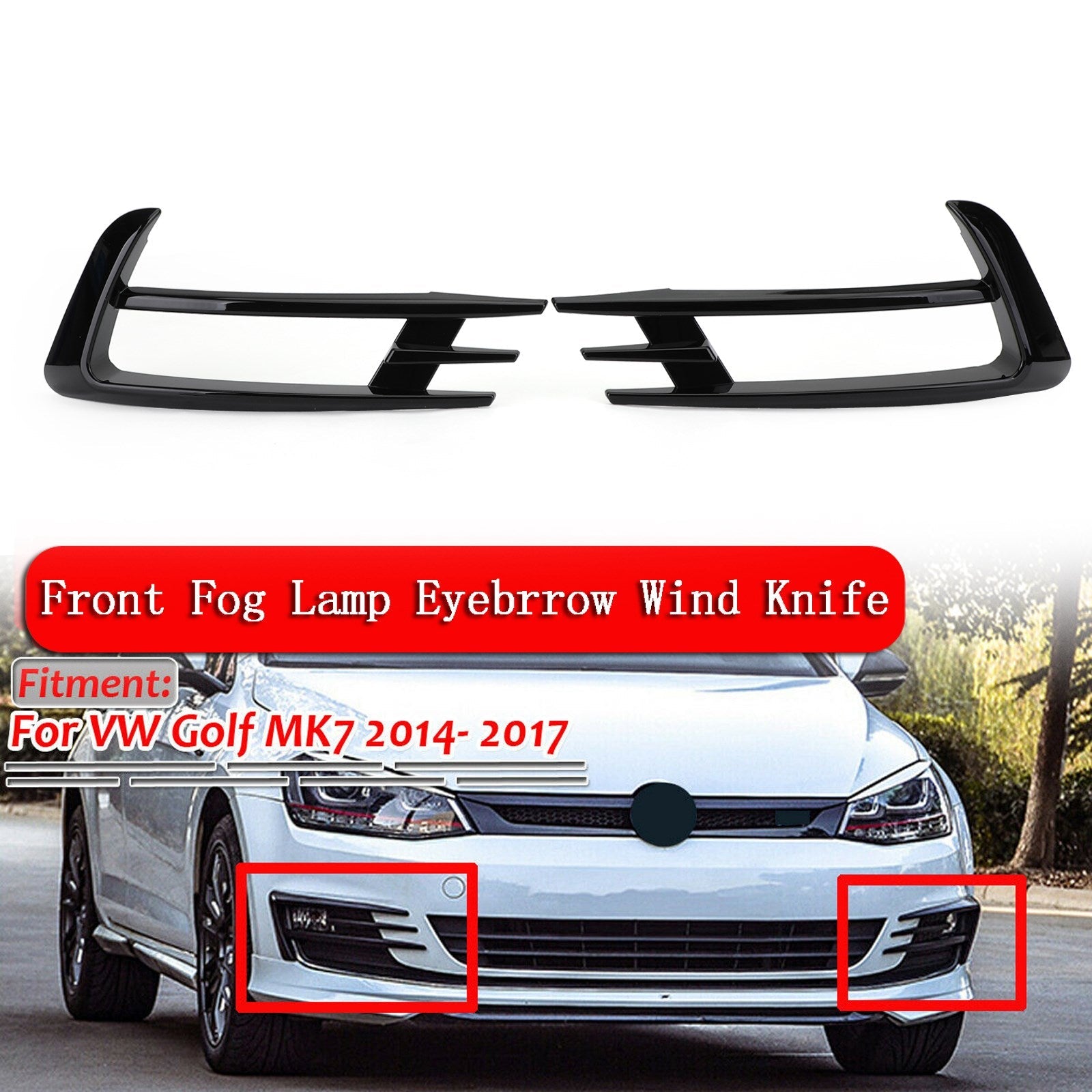 2 Stuks Zwart Mistlamp Lamp Wenkbrauw Cover Trim Voor Vw Golf 7 MK7 2014-2017