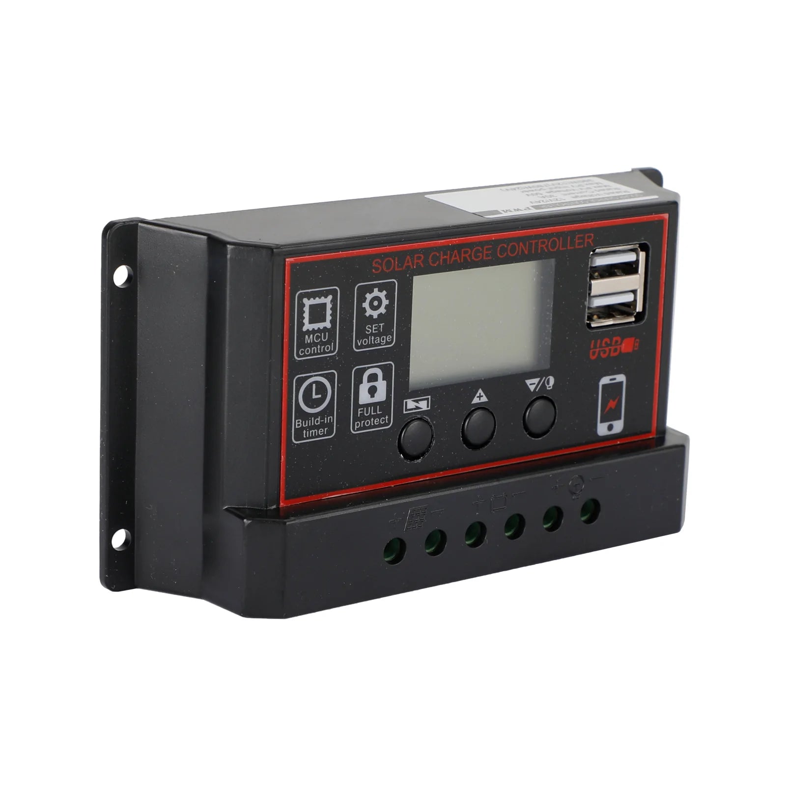 Régulateur de Charge de panneau solaire 10A/20A/30A, PWM LCD, double USB 12V/24V