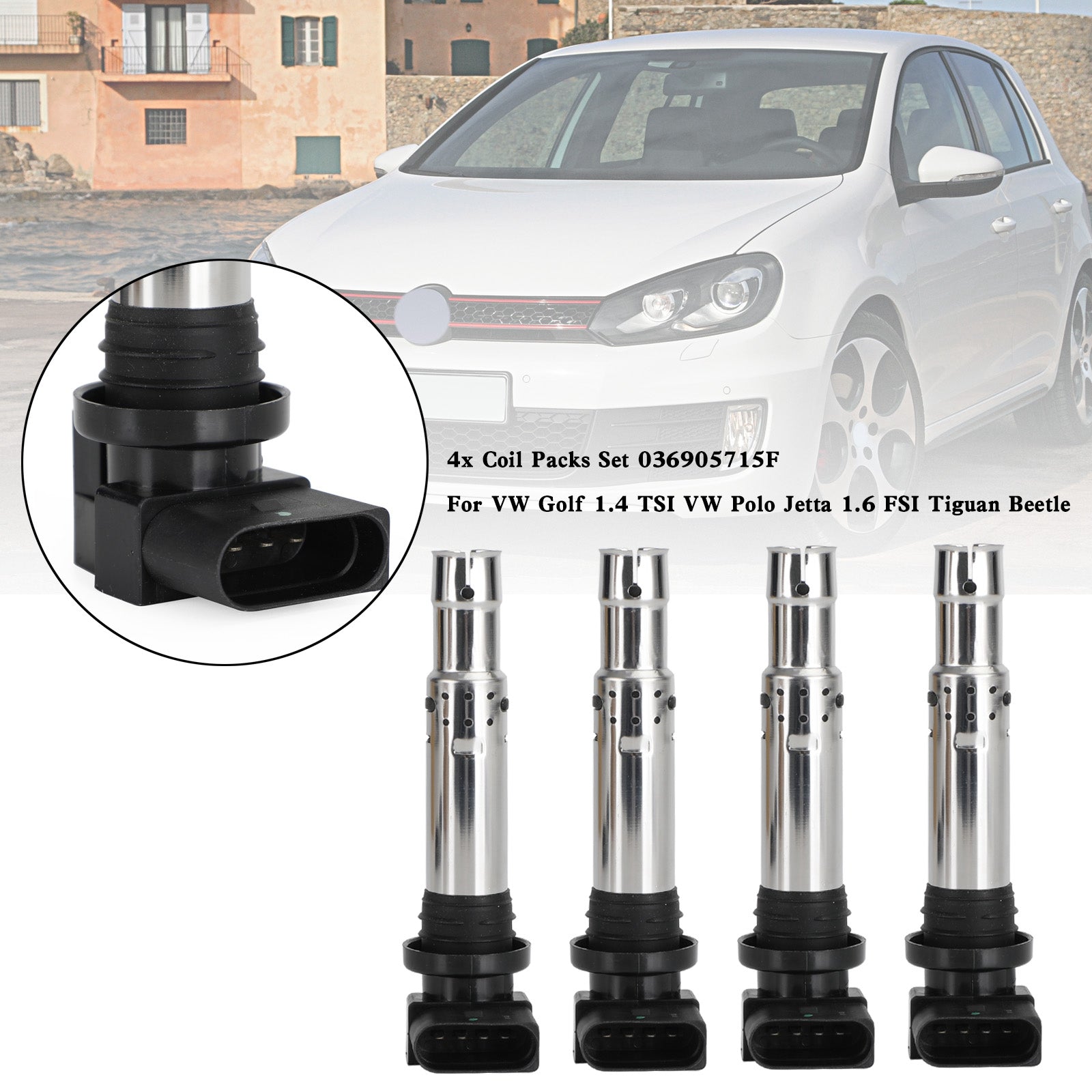 2006-2016 VW JETTA 1.4T 1.6FSI PASSAT 2006-2015 1.4T 1.6FSI 4x Coil Packs Set 036905715F